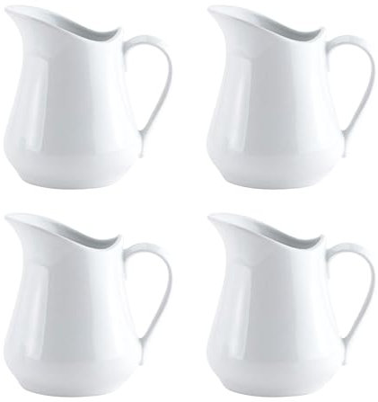 CONNECTION 4 Pezzi Bricco Latte Piccolo 80ml Mini Bricco Latte Mini Brocca per Latte in Ceramica Piccole Brocche per Latte con Manico Bricco Latte Porcellana Mini Lattiera per Caffè Panna Succo Bianco