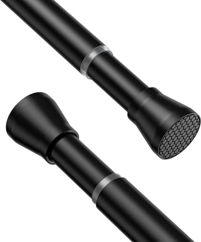 Shower Curtain Pole 75-160cm Tension Rods for Curtains Non-Slip Black | Extendable Curtain Poles No Drilling Tension Rod Shower Pole Shower Curtain Rod No Rust for Window,Wardrobe and Bathroom
