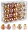 Truevaste Weihnachtskugeln, 40 Stück Christbaumkugeln Kunststoff, 6CM Weihnachtsbaumkugeln Für Christbaumschmuck, Hochzeiten und Andere Festliche Dekorationen (Rose Pink)