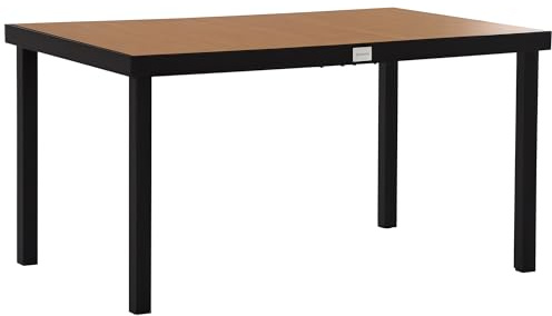 Outsunny Table à Manger de Jardin pour 6 Personnes, Table de Jardin extérieure en Aluminium, pour Patio, terrasse, 140 x 90 x 74 cm, Bois Naturel