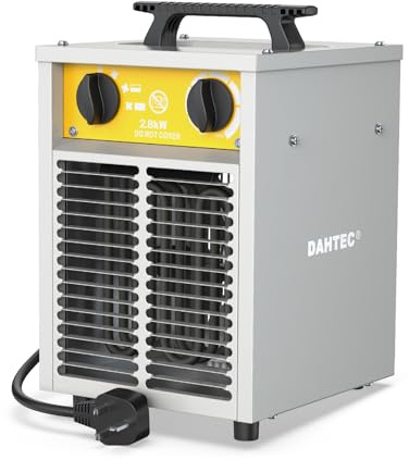 DAHTEC 2800W Enhanced Electric Fan Heater - Steel Casing - Industrial Portable Heaters - Thermostat & Overheat Protection - Ideal for Construction Site, Garage, Greenhouse