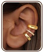 Adramata 3 Paires Ear Cuff Faux Piercing Oreille pour Femme Manchettes d'Oreille Hypoallergénique Clips Oreilles Non Percées Ajustable Boucle Oreille Sans Trou pour Cartilage Helix Or/Argent