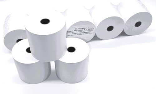 50x Ersatz-Papierrolle, Kassenrolle, 57mm x 40m x 12mm Bonrolle aus NORMAL PAPIER, holzfrei weiß, geeignet für Kassen- und druckende Tischrechner, inkl. roter Endwarnstreifen auf der Rolle