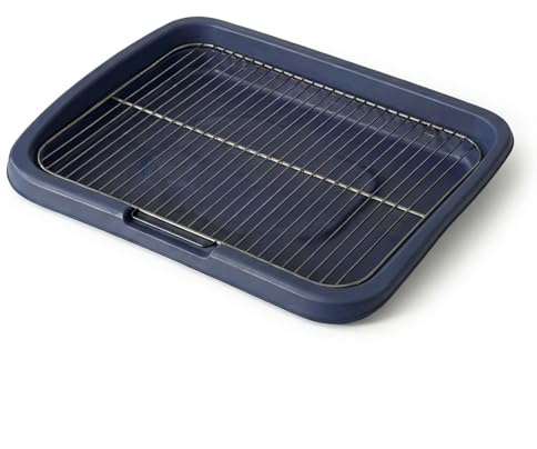 MAK7 ONLINE Dog Potty Training Tray with Durable Iron Mesh Grate, Medium - Indoor Pet Toilet for Puppies & Small Dogs - Keeps Paws Dry & Prevents Pad Shredding - Easy Clean Housebreaking Aid, UK Blue