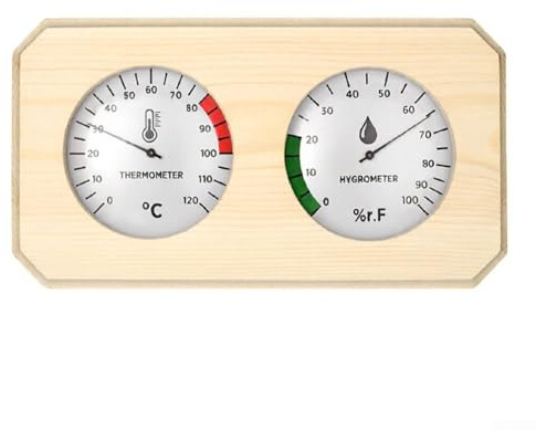 Thermomètre et hygromètre de sauna avec boîtier en bois, fournit une surveillance précise en temps réel de la température et de l'humidité du sauna