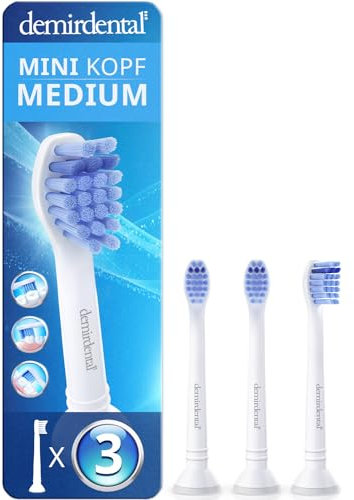 3er Pack demirdental Mini Bürstenkopf kompatibel für Philips Sonicare Ersatzbürsten - DiamondClean - FlexCare - EasyClean - HealthyWhite - Schallzahnbürste - Aufsteckbürsten, entspricht HX6023