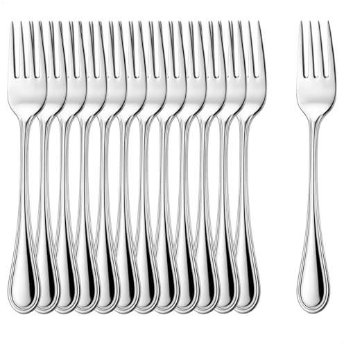 COM-FOUR® 12x Forchette per dolci in acciaio inossidabile - posate eleganti in un design semplice - forchette da dessert piccole - 14,5 cm (14,5 cm - 12 pezzi)