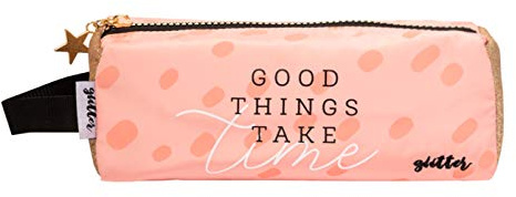 Grupo Erik: Astuccio Glitter Portapenne Personalizzato Rosa Con Cerniera | Bambina Con Zip | Scuola Media