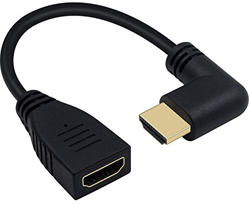 Maxhood 8K HDMI-förlängningskabel kort, 48 Gbps 90 graders vänstervinkel HDMI hane till hona förlängningskabel stöder 8 K @60 Hz 3D HDR för TV/Xbox-/PS4/PS5, 0,2 m (vänster M/F)
