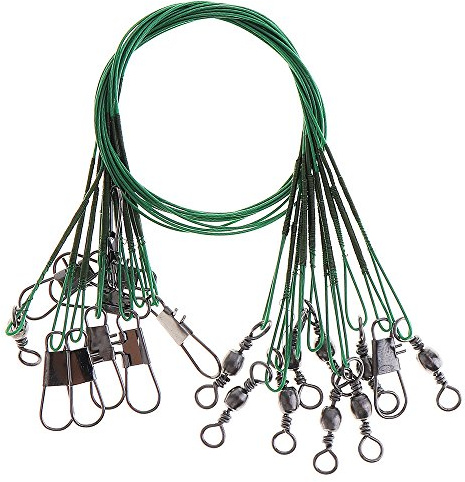 OriGlam 20pcs 15cm Fishing Leaders with Swivels and Snaps, Stainless Steel Leader Wire Rigs
