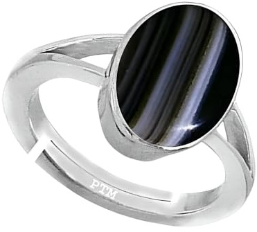 PTM Sulemani Hakik - Anillo ajustable de plata de ley 925 de 3 quilates a 9,5 quilates con piedra natural certificada astrológica de 3,25 a 10,25 ratti o 3 quilates a 9,5 quilates, 3 V, Plata,