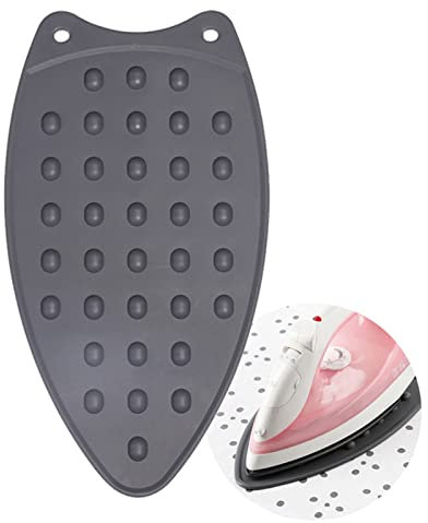 TMRBBesty Pad in Ferro Resistente al Calore,Supporto per Ferro da Stiro,Tappetino in Silicone per ferro,per la Tavola da Stiro,Protezione Calda di Sicurezza Rilievo di Stiraturaantiscivolo(Grey)