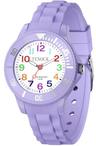 TENOCK Orologio Analogico Al Quarzo Per Bambini Orologio Da Polso Per Bambini Orologio Da Polso Per 30 M (Viola)
