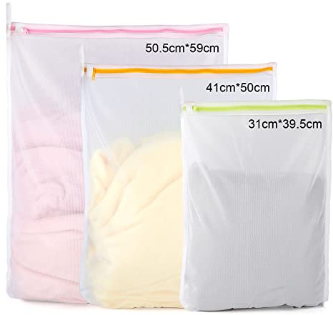 Wäschenetz für Waschmaschine, 3 Stück Wäschenetz Groß Haltbarer Wäschebeutel Wäschesack Waschmaschine mit Reißverschluss Laundry Bag für Reise, BH, Schuhe, Socken, Unterwäsche, Babykleidung(m,l,xl)