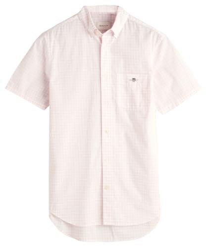 GANT Mens Poplin Gingham Short Sleeve Shirt Light Pink L