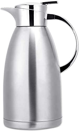 Hossejoy 2,3Liter Edelstahl Isolierkanne thermoskanne, Doppelwandige Vakuumisolierung Isolierkanne Kaffeekanne, 6+ Stunden Wärme- und Kältespeicherung, für Kaffee, Milch, Tee, Getränke (Silber)