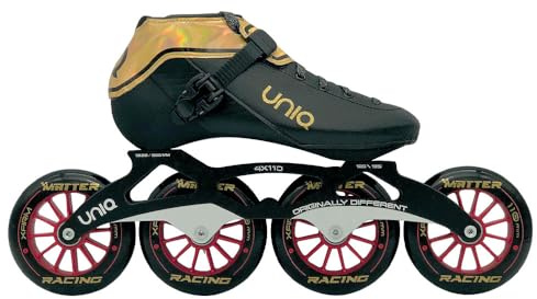 Uniq Q8 Inline Speed Skates - Microfiber Aluminum - for Speed or Serious Fitness Skaters (Size 46-12)