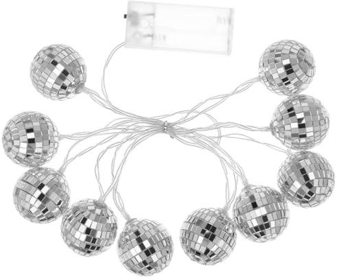 IMIKEYA 1.8m/70.7inch Disco Ball String Lights: Hanging 10 Led Mirror Ball Lights Ornament for Camping Tent Holiday Party Wall Window Tree Yard Garden Decorations(Batteries Not Included)