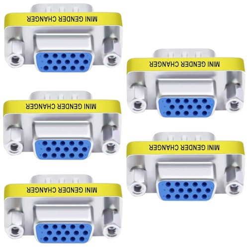 GANASOME 5 Stück HD DB15 VGA Buchse auf Buchse Null Modem Seriell Kabel Koppler Gender Changer Adapter