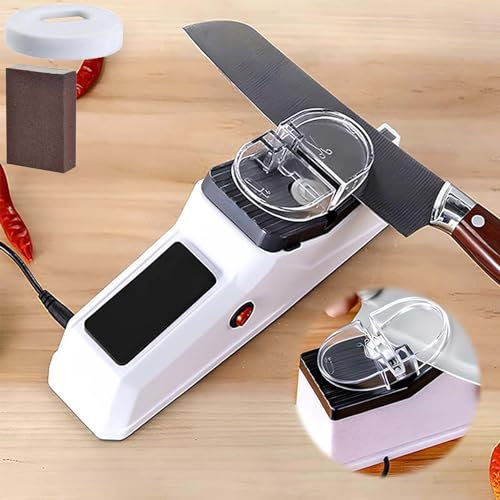 Gienslru Electric Knife Sharpener, Knife Sharpener Electric, 2024 New Professional Knife Sharpener Tool 5 Seconds for Quick Sharpening & Polishing with Protective Cover for Kitchen Knives (update)