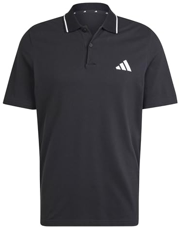 adidas Uomo Essentials Small Logo Pique Polo Shirt, Black/White, L