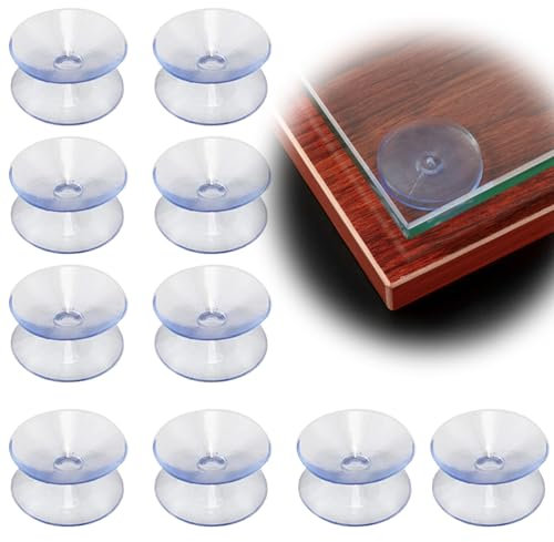 Fc'Noqgn Ventouses Double Face 2cm en Plastique PVC Transparent pour miroirs de Table en Verre, Paquet de 10