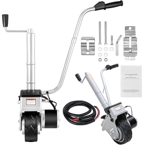 Boat Trailer Jack,5000lbs Load Trailer Jockey Wheel,Motorized Jockey Wheel Trailer Mover with Rubber Wheels and Handle,for Lifting RV Trailer, Horse Trailer, Utility Trailer, Yacht Trailer