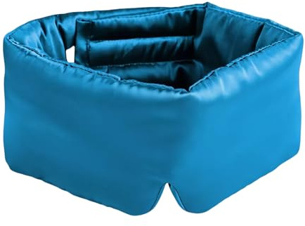 LOHAS Home Uthra-Large 100% natursilke sovmask 3D-skydd dubbelsidig mullbärssilke mörkläggande ögonmask, påfågelblå