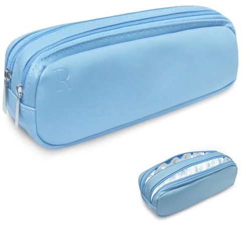 Kezzfpa Portable Daily Contact Lens Organizer Case, Disposable Contact Lens Dispenser, Travel Storage Case with Clearly Labeled R & L, Color Contact Lens Storage Case (Blue)
