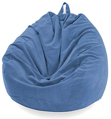BotYcht Fodera per Poltrona Sacco (senza riempitivo), Copertura per Pouf Poltrona Puff in Velluto a Coste per Organizzare Giocattoli di Peluche o Memory Foam,Blu,70x80cm