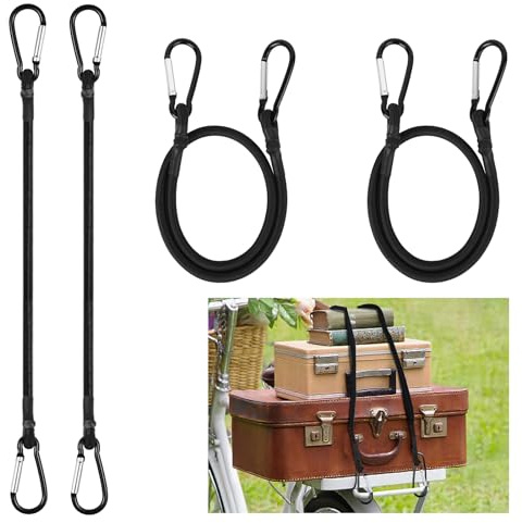 4 elastici con moschettone, 60 cm di espansione con moschettone, tenditore per bagagli con moschettone, tenditore in gomma con gancio, corde di tensionamento con gancio per tenda da sole auto Tarps
