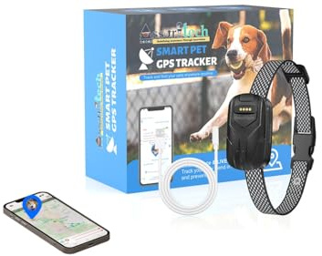 AssuriTech GPS Smart Pet Collar Tracker Device – Real-Time Tracker for Dogs & Cats with Voice Call, Geo-Fence, App Control, Waterproof, 750mAh Battery – No app Subscription fees.