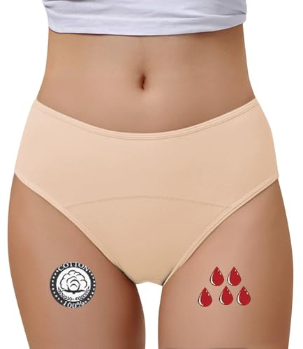 Culotte Menstruelle Absorbante Lavable Coton Menstruation Protection Périodique Hygiénique Flux léger à abondant Culotte de Règles lavables Taille Haute Femme Doux Respirant Extensible Uni