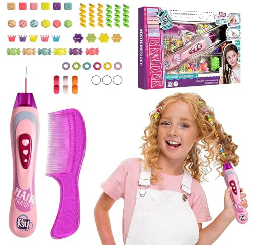 PHYNDR Regalo Bambine 5 6 7 8 9 Anni – Set Accessori Per Capelli Bambine Con Macchina Per Intrecciare Capelli, Perline Per Capelli Fai Da Te E Aiuto Per Trecce