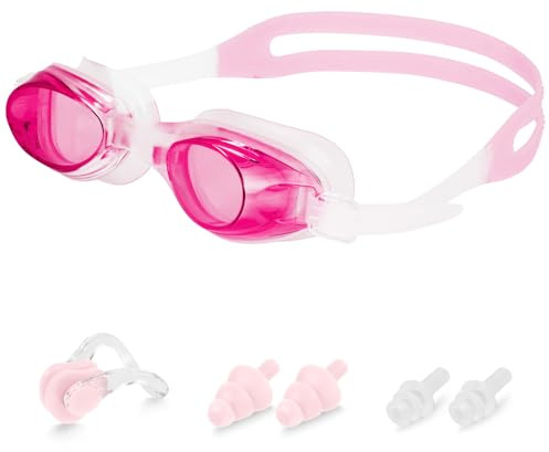 DiULi Lunettes de Natation Enfant avec Bouchons d'Oreilles et Pince-Nez
