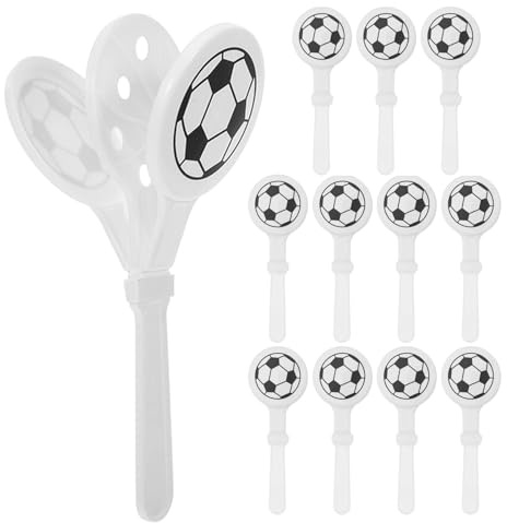 FRCOLOR 12pcs Soccer Ball Hand Clappers Noisemaker, Portable Plastic Football Game Cheer Props, Unique Soccer Theme Party Favors for Graduation and Birthday Events