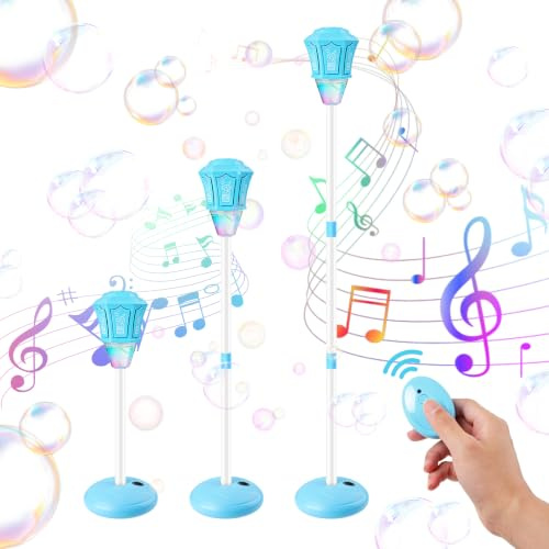 Lanterne à bulles automatique, machine à bulles de savon pour enfants, avec lumière et musique, 2 en 1 sur pied et à main, pour extérieur, jardin, mariage, fête et anniversaire