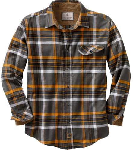 Legendary Whitetails Men's Buck Camp Flannel Shirt Button, Platinum Plaid, S