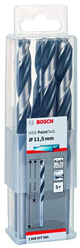 Bosch Professional 5-Piece PointTeQ HSS Twist Drill Bit (for Metal, 11.5 x 94 x 142 mm, Drill Driver Accessories)