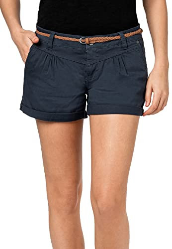 Sublevel Damen Kurze Hose Stretch-Shorts mit Flecht-Gürtel Dark-Blue XL