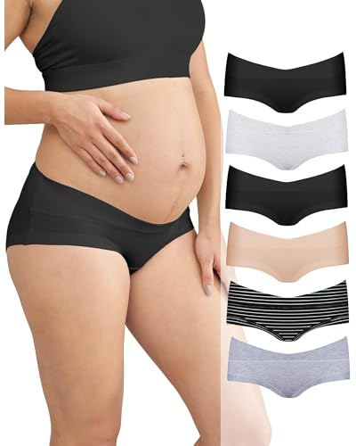 Intimate Portal Culotte de Maternité Boxers de Grossesse Shorty Nid sous Vetements en Coton Slips pour Post Accouchement Lot de 6 Essentials S