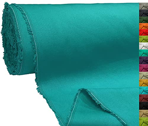 A-Express 100 % bomullsduk tygmaterial klädtillverkning tyg gardinväskor 145 cm bred 250 GSM säljs per meter – 1 meter 100 cm x 145 cm blågrön