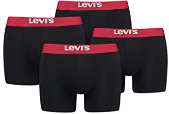 LEVIS Boxer (Lot de 4) Homme, Noir/Rouge, L