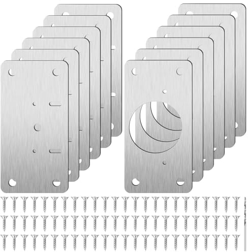selizo Hinge Repair Plate, 12PCS Cabinet Hinge Repair Plate with Screws, Kitchen Door Hinges Repaisr Plates, Stainless Steel Hinges Repairs Kit for Kitchen Cupboard Wardrobe