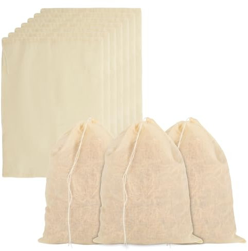 GBACHOOSE 20 Pack Cotton Muslin Drawstring Bag, 30x40cm/11.8×15.7 Inch Reusable Produce Storage Bags, Organic Muslin Filter Bags Shopping Bags Empty Spice Bag for Store Spices Crafts Tea