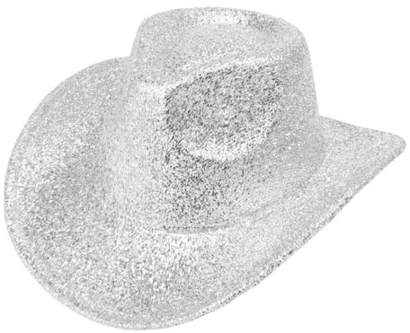 1 styck västerländsk cowboyhatt med paljetter unisex glitter hatt scenfesthatt vintage brett brätte jazzhatt festhatt för avslutningsbal scenframträdande disko maskerad festival, silver