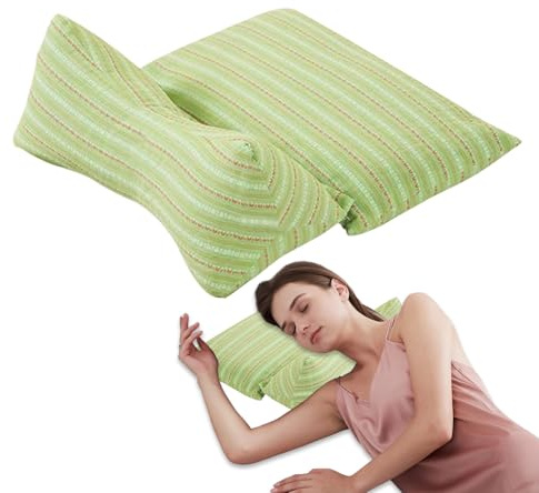 Fangfhai Almohadas de hueso para apoyo del cuello, almohada de cáscara de trigo sarraceno para dormir, accesorios de viaje, cojín transpirable para mujeres, yoga, relajación, adultos, durmientes, sofá