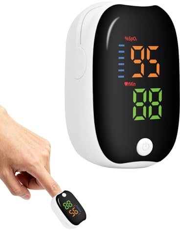 Oxygen Monitor Finger Adults,Finger Pulse Oximeter,Blood Oxygen Monitor,LED Color Screen Oxygen Monitor,Accurate Fast Reading SpO2 and Heart Rate (White)