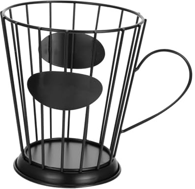 COLLBATH Cesta de Almacenamiento Metálica para Cápsulas de Café Forma de Taza Organizador Práctico y Compacto para Cocina y Oficina Color Negro Pequeño