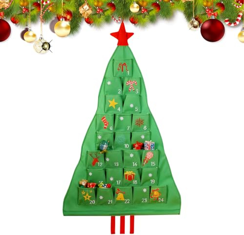 Tyg adventskalender | 24 dagars julgransformad förvaringsväska | Nedräkningskalender i tyg - heminredning, samlare, vardagsrum, sovrum, kontor